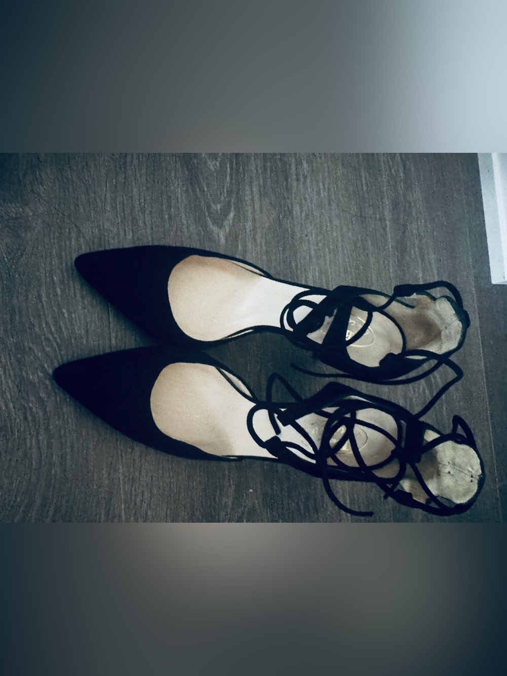 Browns Black Lace-Up Pointed-Toe Heels